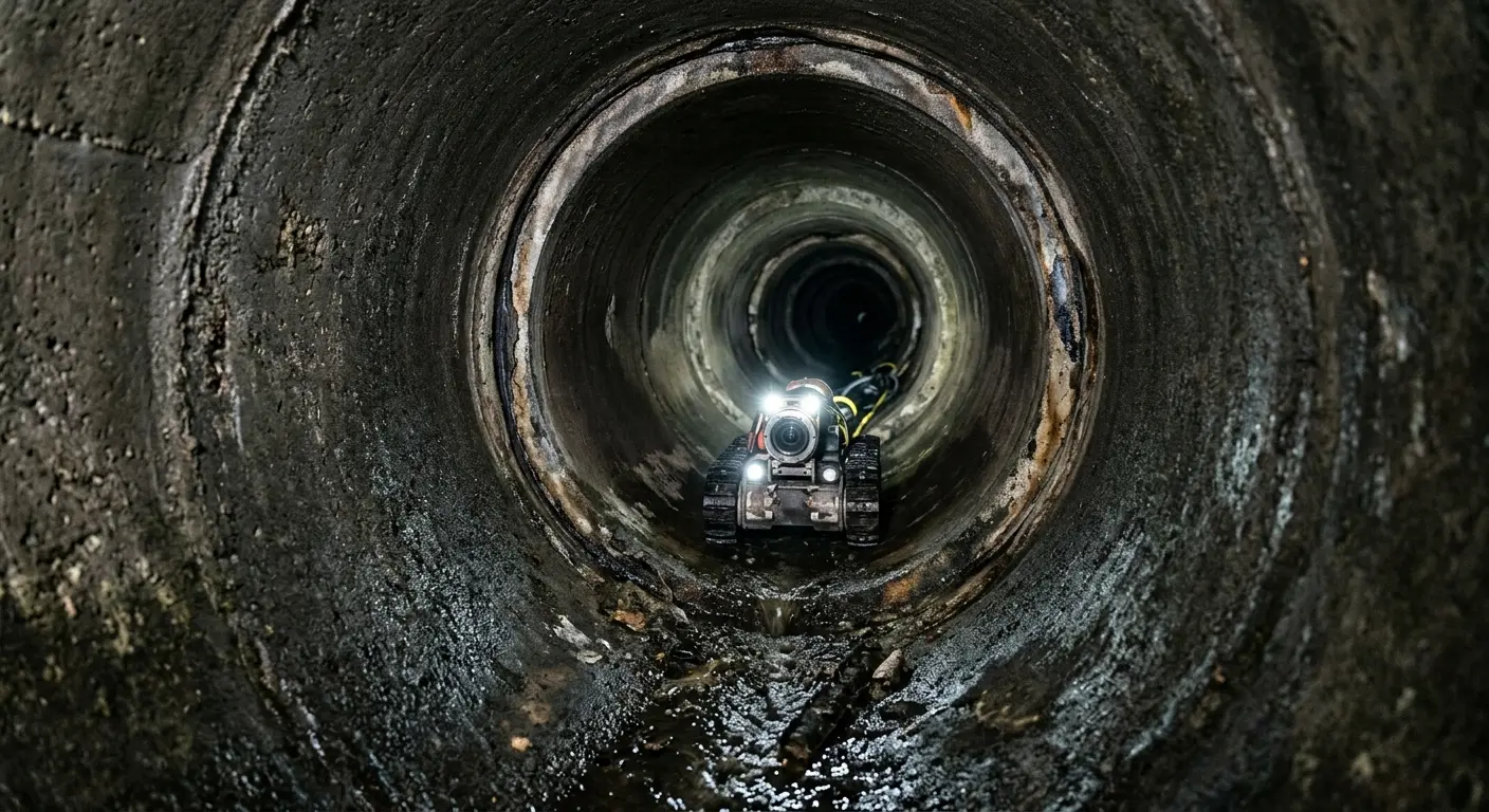 Robotic sewer camera inspecting pipe interior for Drain Snake Service in Naperville